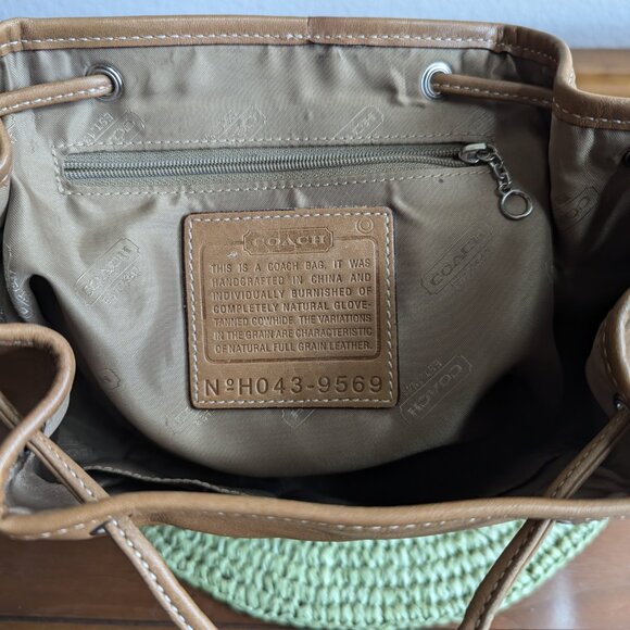 COACH Vintage British Tan Leather Legacy Drawstring Backpack Bag 9569 small - Picture 8 of 9